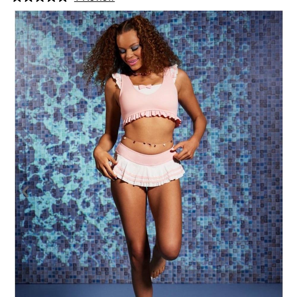 Pink & White Sailor Skirted Swim top and bottom NWT- hot topic